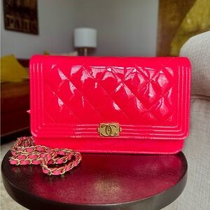 Chanel Vibrant Pink Quilted Clutch